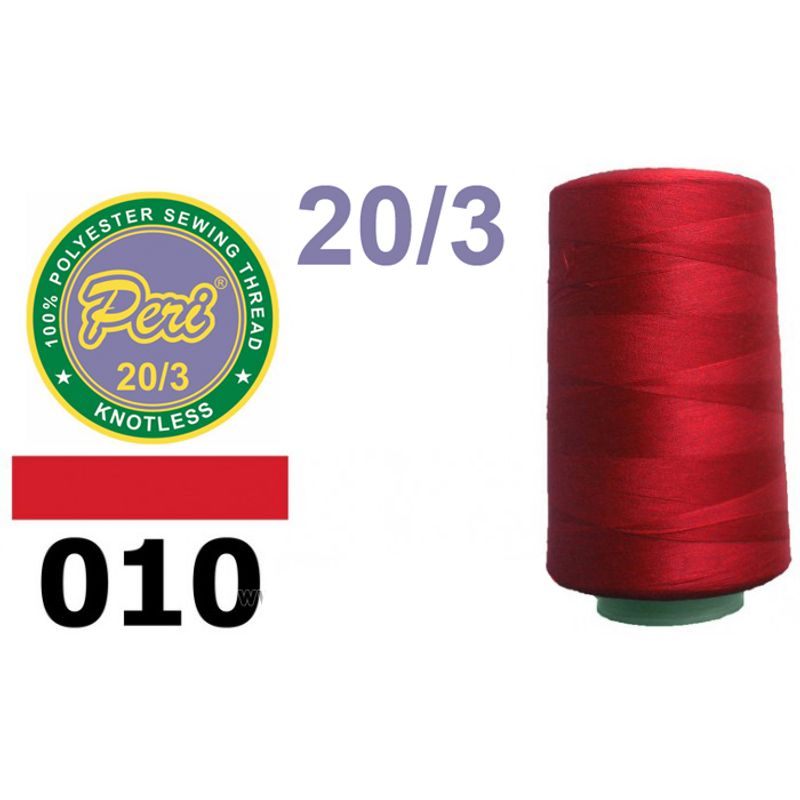 Нитки для шитья 100% полиэстер, 20/3, (0010), 2500 ярдов. Красный