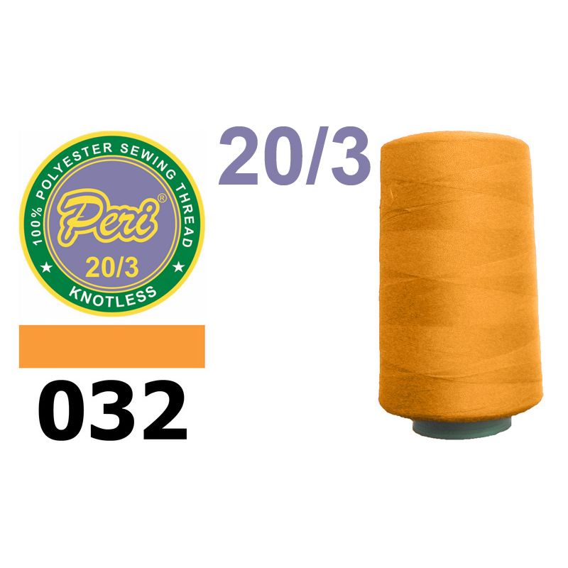 Нитки для шитья 100% полиэстер, 20/3, (0032), 2500 ярдов. оранжевый светлый