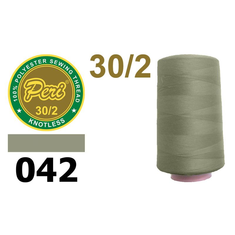 Нитки для шиття 100% поліестер, номер 30/2, брутто 115г., нетто 97г., довжина 2500 метрів, колір 042, хакі
