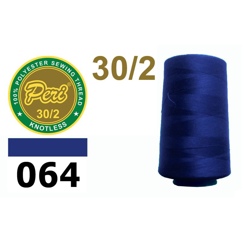 Нитки для шиття 100% поліестер, номер 30/2, брутто 115г., нетто 97г., довжина 2500 метрів, колір 064, синій