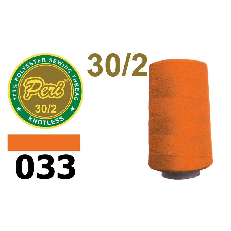 Нитки для шиття 100% поліестер, номер 30/2, брутто 115г., нетто 97г., довжина 2500 метрів, колір 033, помаранчевий