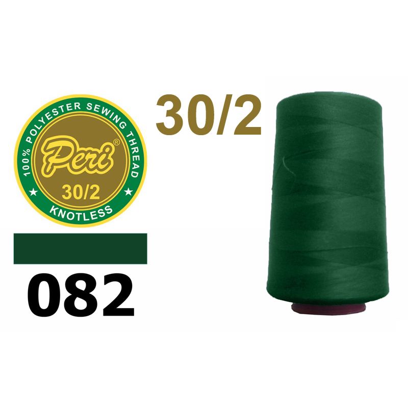 Нитки для шиття 100% поліестер, номер 30/2, брутто 115г., нетто 97г., довжина 2500 метрів, колір 082, зелений