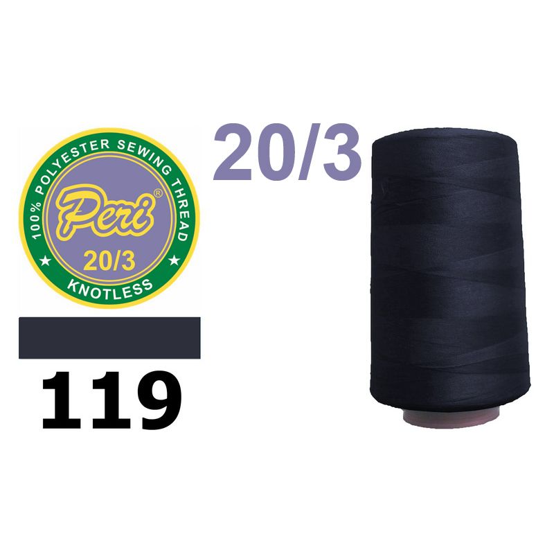 Нитки для шитья 100% полиэстер, 20/3, (0119), 2500 ярдов. сине серый темный