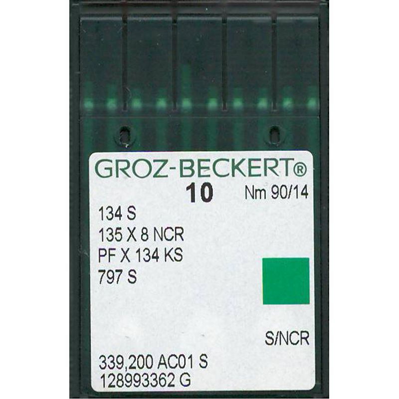 Голки 134 S/NCR, № 90, GB, (134KKS, 135x8NCR, PFx134KS, 16x2NCR, TFx8, DFxF19), 1 уп.=10 шт.