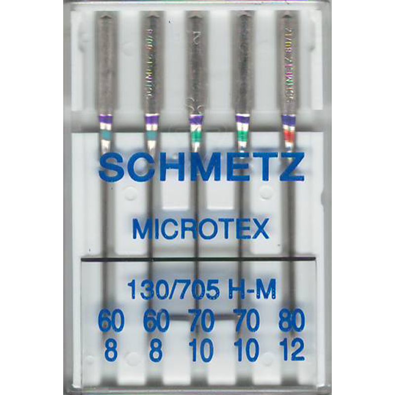 Голки для шовку і мікрофази № MIX, SC, (130/705 H-M): 60/8(2); 70/10(2); 80/12(1) 1 уп. =5 шт.