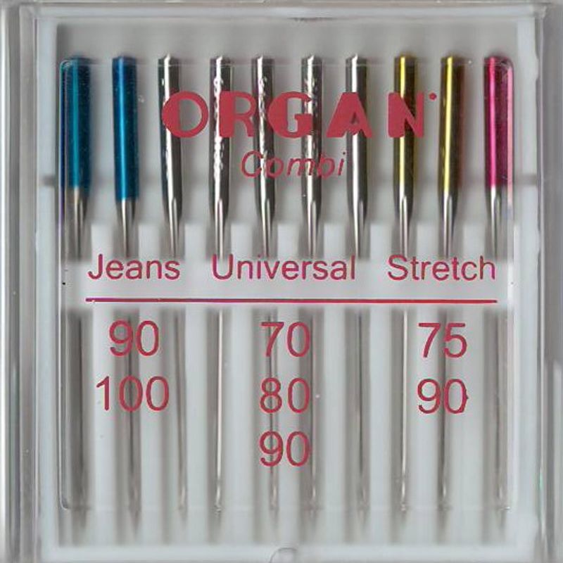 Голки комбі № MIX, OR: Jean-90(1)/100(1)+UNI-70(1)/80(2)/90(2)+Stretch-75(2)/90(1), 1уп. =10