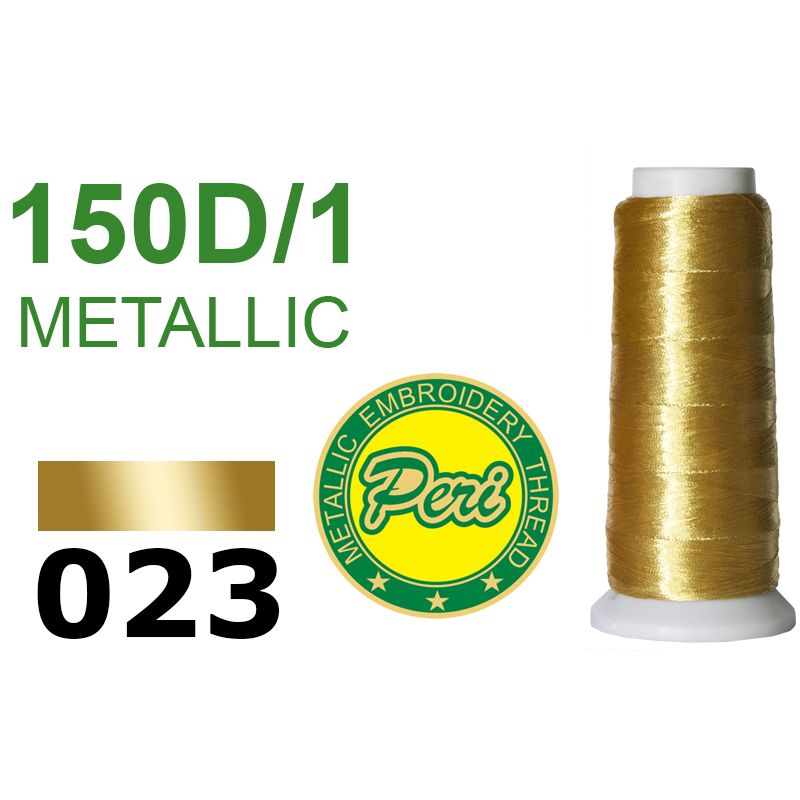 Нитки для вишивання, металік, 100% поліестер, довжина 1400 ярдів, колір 023, золоті темні
