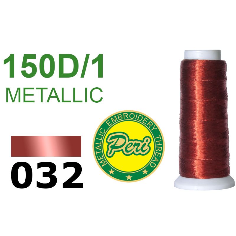 Нитки для вишивання, металік, 100% поліестер, довжина 1400 ярдів, колір 032, червоні темні