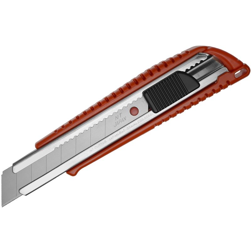 Ніж канцелярський великий, лезо 18 мм, металеві напрямні, пластиковий корпус, АВТОLOCK, кут леза 58 градусів, червоний