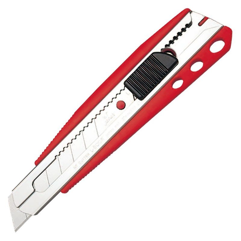 Ніж канцелярський великий, лезо 18 мм, металеві напрямні, пластиковий корпус, АВТОLOCK, фіксатор гвинт, кут 58 градусів