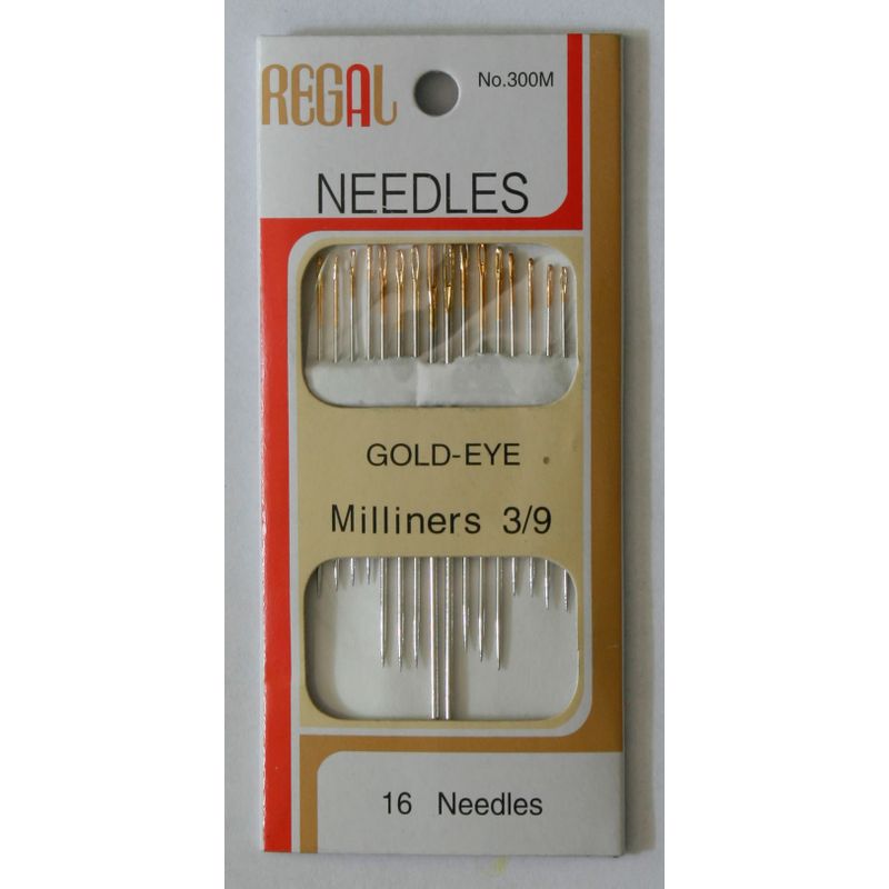 Голки швейні Капелюшні (Milliners), № 3-9 з золотим вушком, (16 шт)