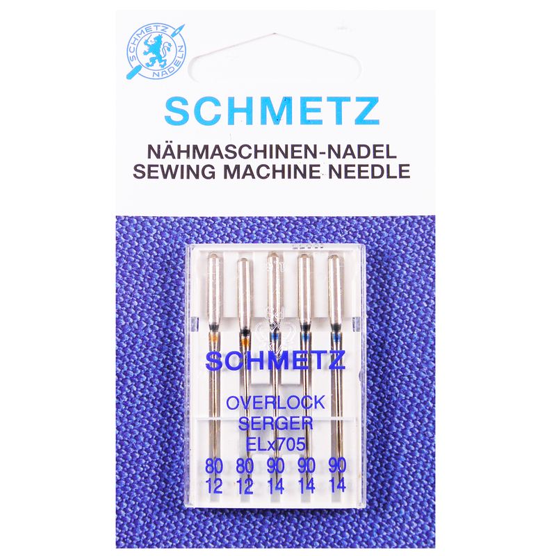 Голки для оверлока №MIX, SC, (ELx705): 80/12(2): 90/14(3) 1 уп. =5 шт.