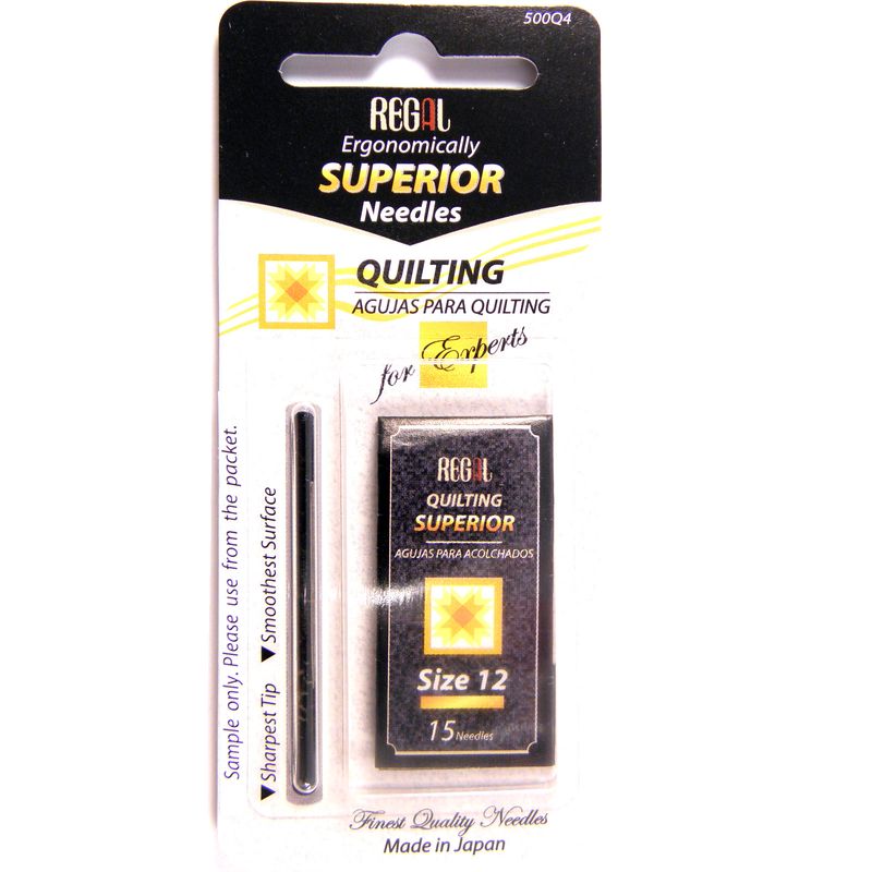 Голки для стібків, квілтінга (Quilting), №12, 0, 53x24, 40мм, сріб. вушко, 500Q4, (16шт)