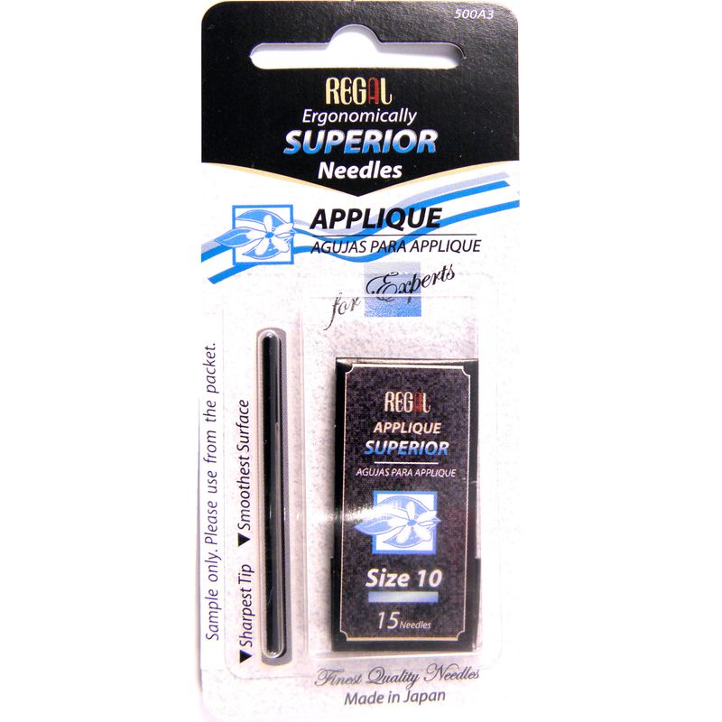 Голки для аплікацій (Applique), №10, 0, 46x33, 30мм, сріб. вушко, 500A3, (16шт)