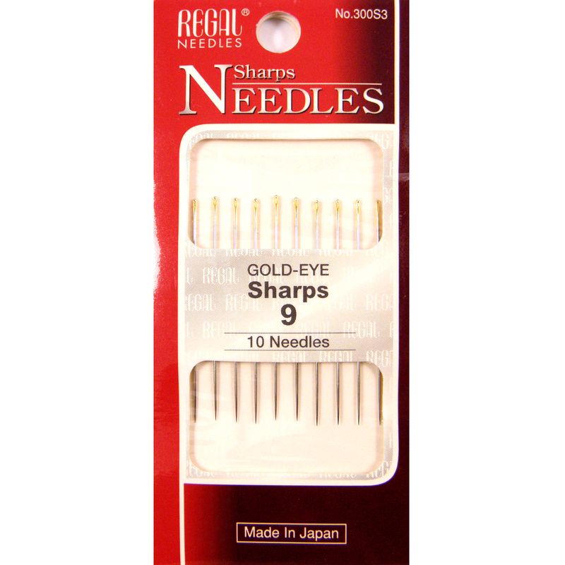 Голки швейні Універсальні (Sharps), № 9, 35мм, золоте вушко, 300S3, (10шт)
