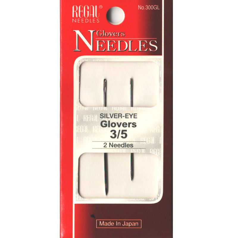 Голки трьохгранні для пошиття шкіри та хутра (Glovers), № 3/5, срібне вушко, 300GL, (2шт)