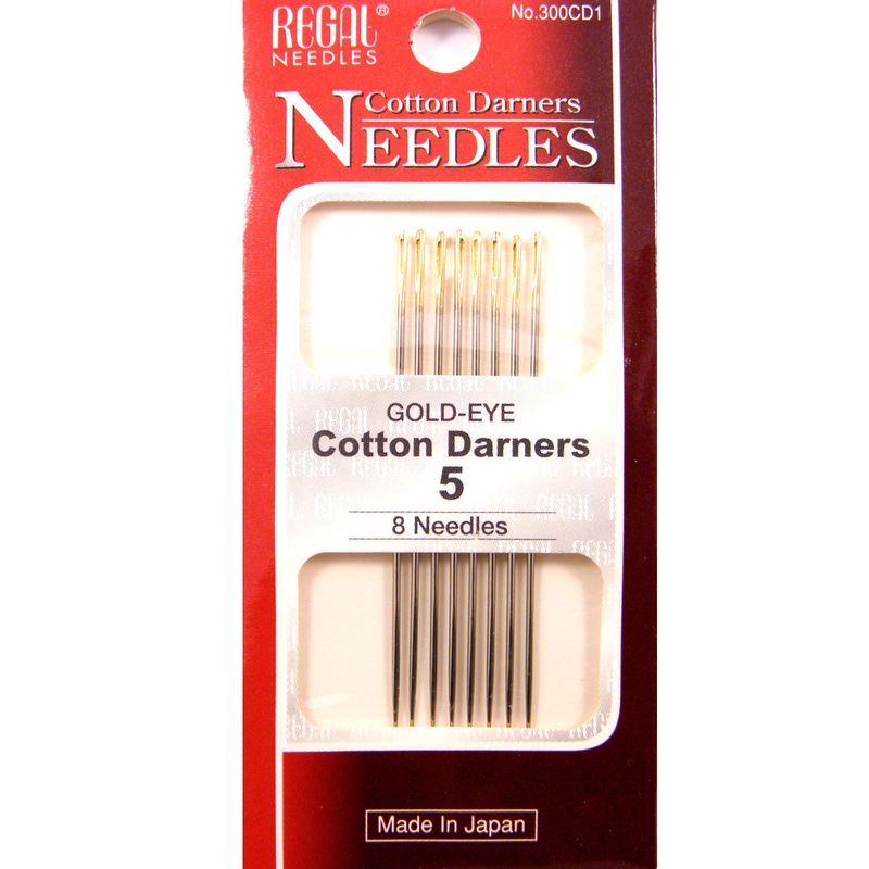 Иглы штопальные (Cotton Darners), № 5, 51мм, золотое ушко, 300CD1, (8шт ...