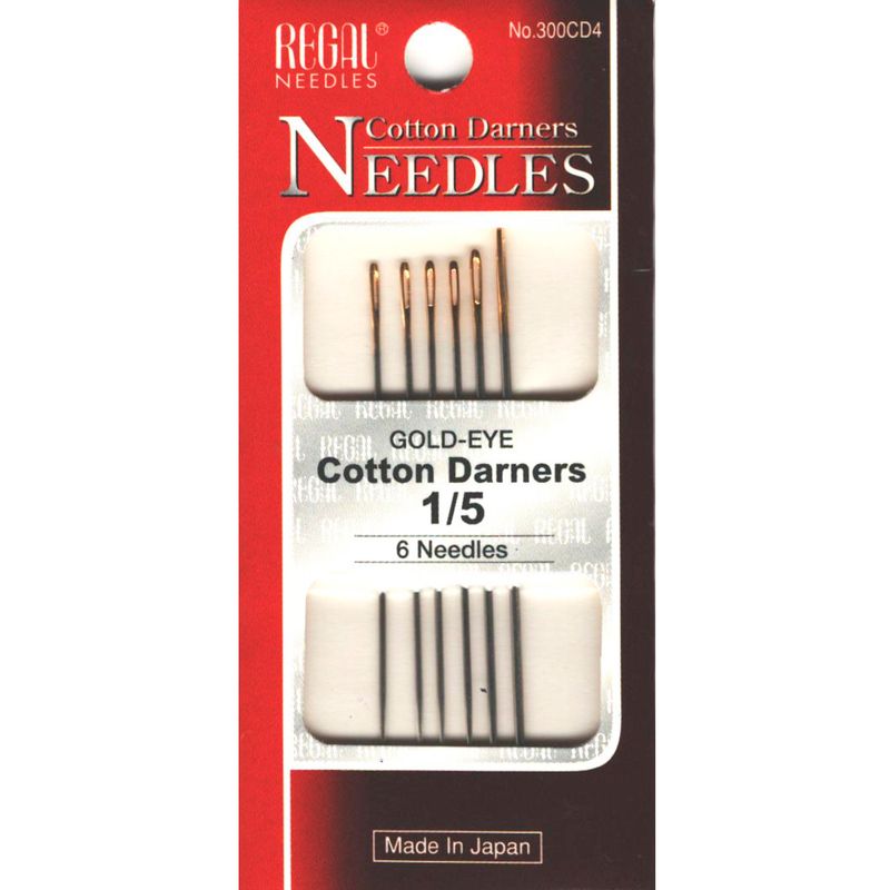 Иглы штопальные (Cotton Darners), № 1/5, золотое ушко, 300CD4, (6шт ...