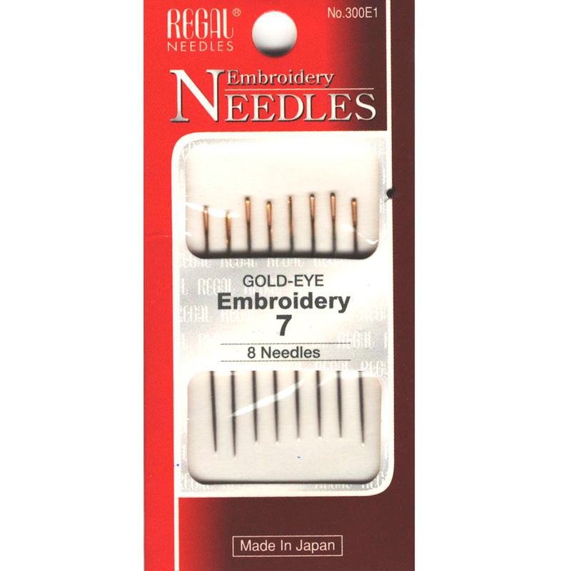 Голки для вишивання (Embroidery), № 7, 39мм, золоте вушко, 300E1, (8шт)