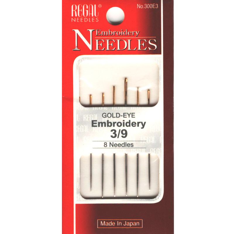 Голки для вишивання (Embroidery), № 3/9, золоте вушко, 300E3, (8шт)