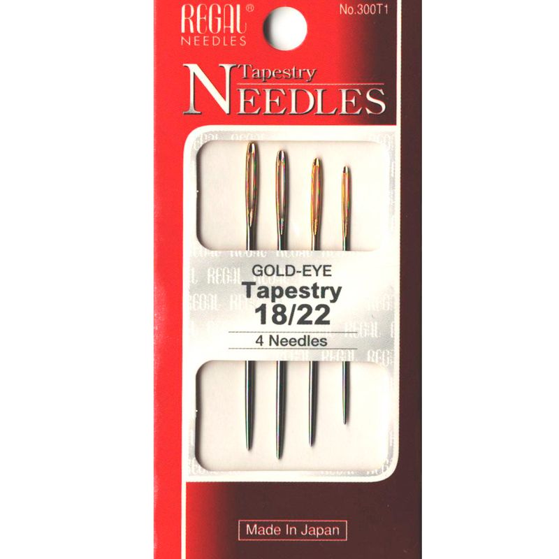 Голки гобеленові (затуплені) для вишивання (Tapestry), № 18/22, зол. вушко, 300Т1, (4 шт)