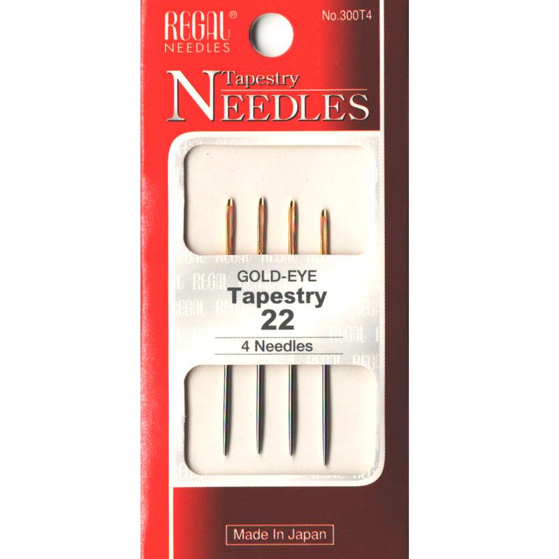 Голки гобеленові (затуплені) для вишивання (Tapestry), № 22, 41мм, зол. вушко, 300Т4, (4 шт)