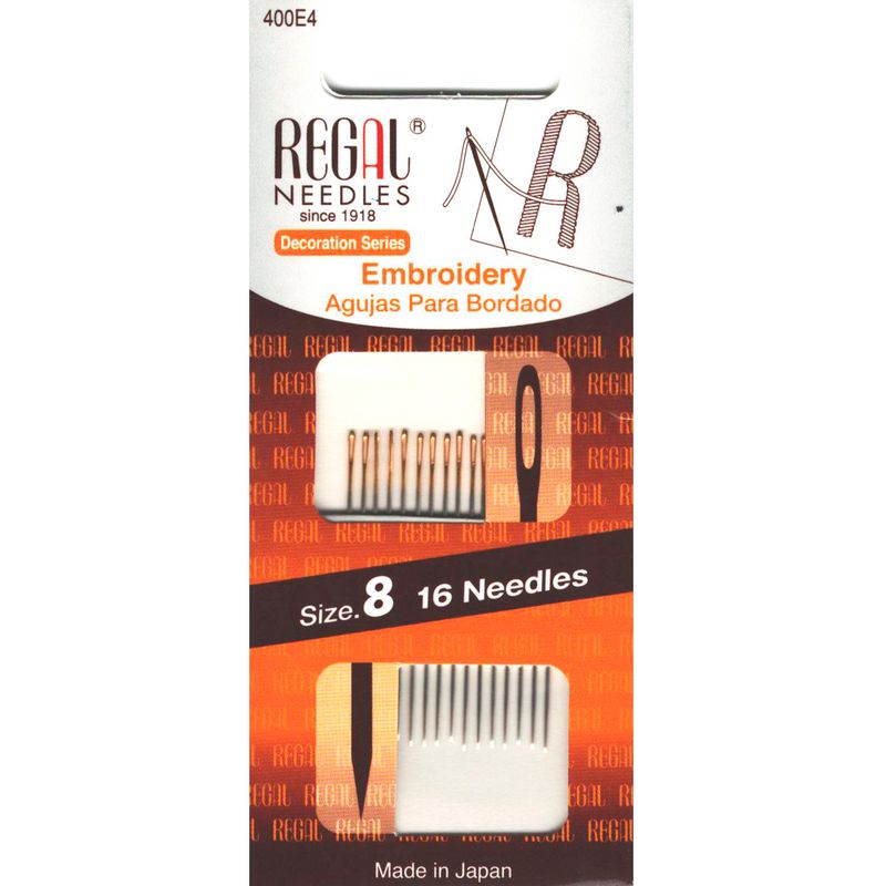 Голки для вишивання (Embroidery), № 8, золоте вушко, 0, 61x36, 50мм, 400E4, (16шт)