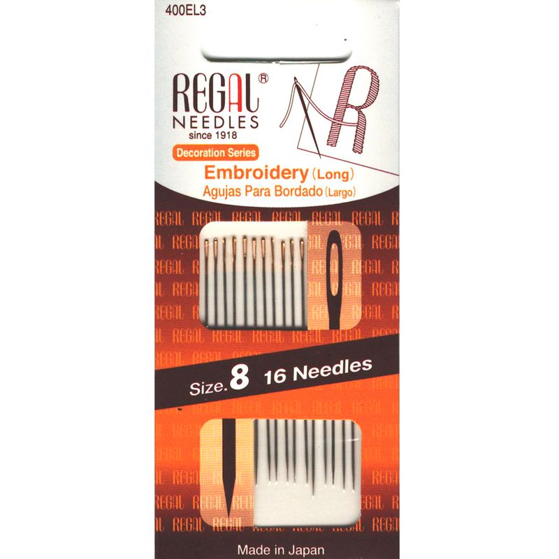 Голки для вишивання (довга)(Embroidery Long), № 8, золоте вушко, 0, 61x45, 4мм, 400EL3, (16шт)