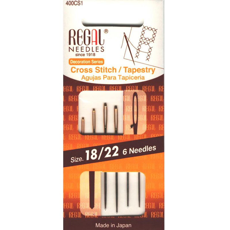 Голки гобеленові (затуплені) для вишивання (Cross Stitch/Tapestry), №18/22, зол. вушко, 400CS1, (6шт)