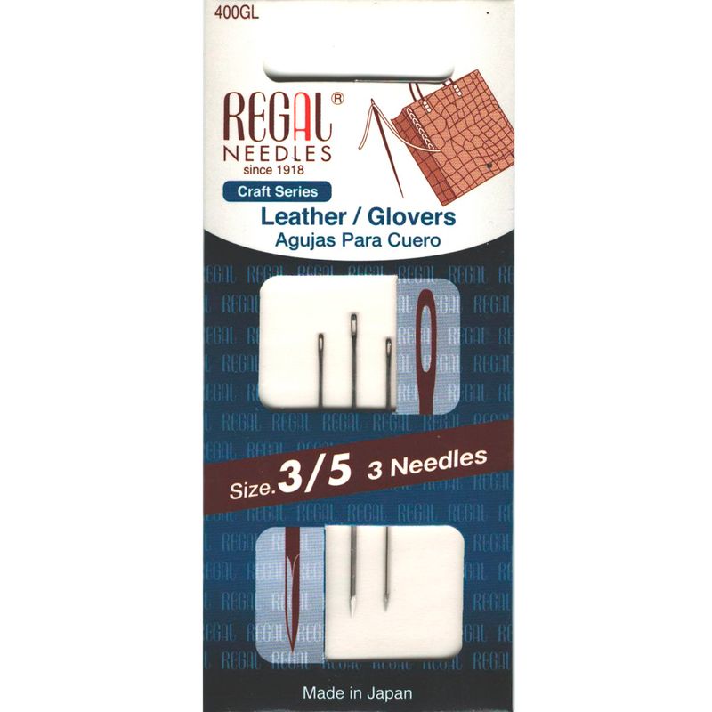 Голки трьохгранні для пошиття шкіри та хутра (Leather/Glovers), № 3/5, срібне вушко, 400GL, (3шт)
