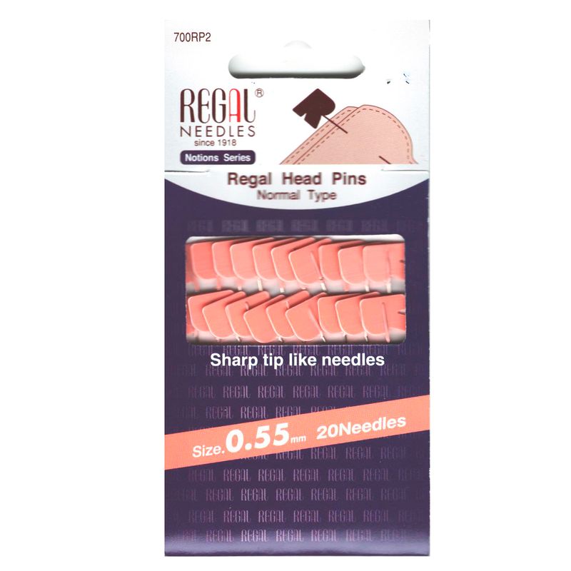 Булавки кравецькі з пластиковою головкою (Regal Head Pins), 50, 00 х 0, 55 мм, 700RP2, (20шт)