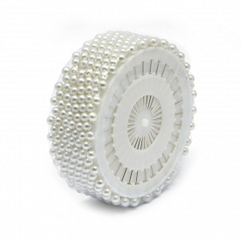 Шпильки 38мм з пластиковою головкою 4 * 4 мм, 40шт, перламутрові білі, на колесі *(12шт)