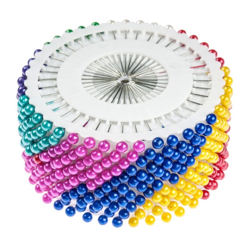 Шпильки 38мм з пластиковою головкою 4 * 4 мм, 40шт, перламутрові кольорові, на колесі* (12шт)