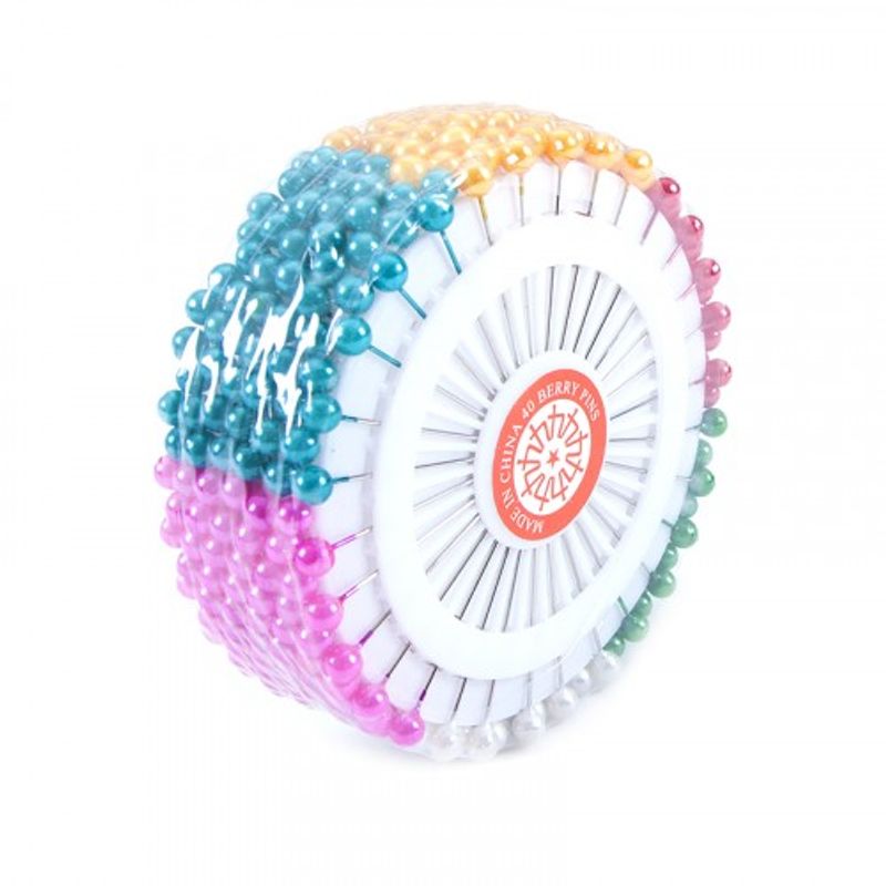 Шпильки 46мм з пластиковою головкою 5 * 5 мм, 30шт, перламутрові кольорові, на колесі *(12шт)