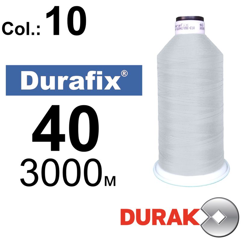 Нитки надміцні, Durafix, поліестер, N40 (60tex), довжина 3000 м., колір 07(10)-біла колонка 1