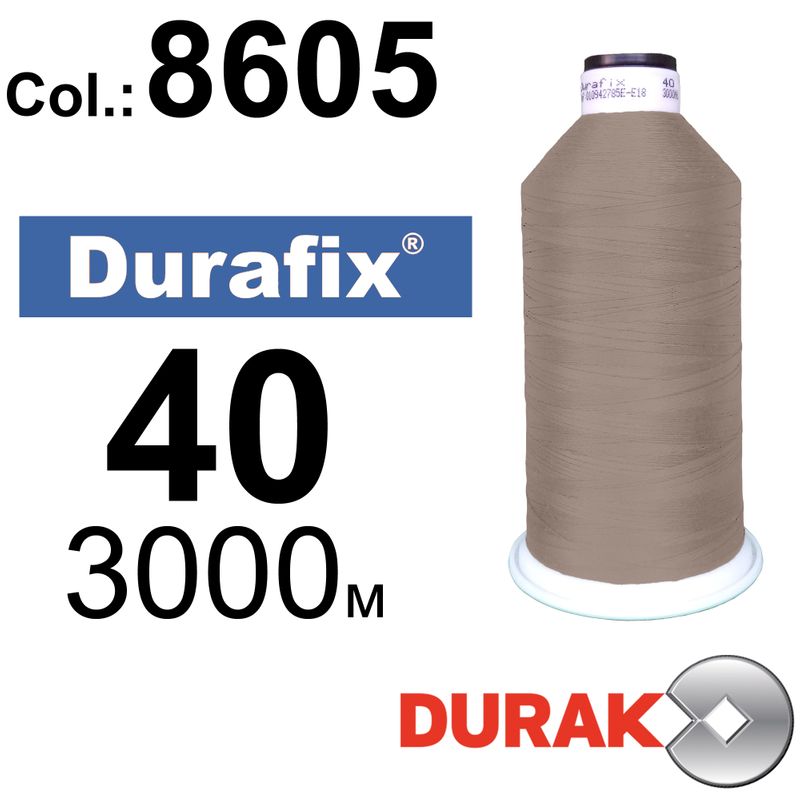 Нитки надміцні, Durafix, поліестер, N40 (60tex), довжина 3000 м., колір 39(8605)-252 колонка 10