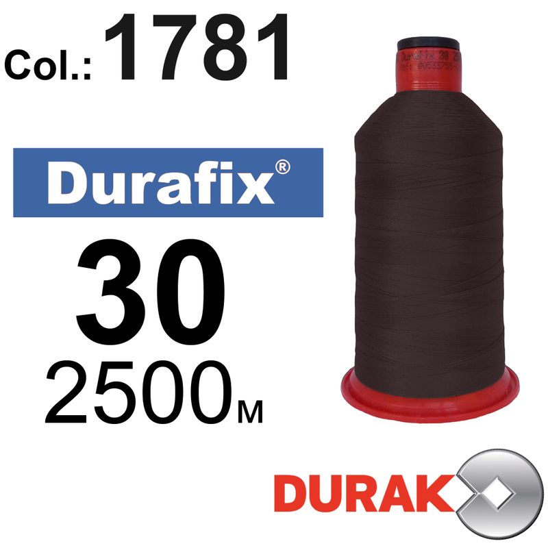 Нитки надміцні, Durafix, поліестер, N30 (80tex), довжина 2500 м., колір 26(1781)-178 колонка 3