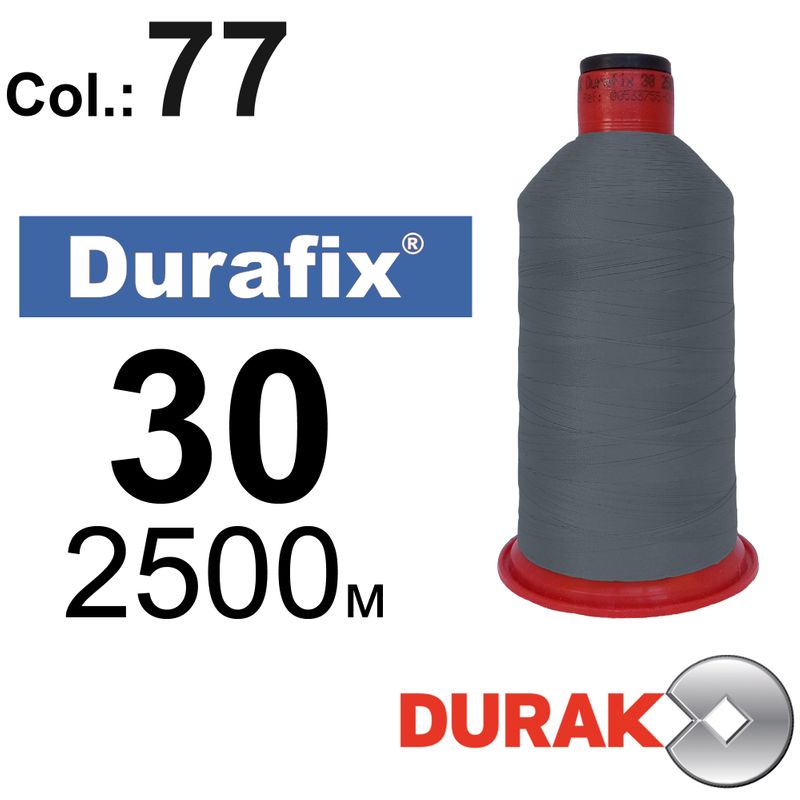 Нитки надміцні, Durafix, поліестер, N30 (80tex), довжина 2500 м., колір 30(77)-280 колонка 12