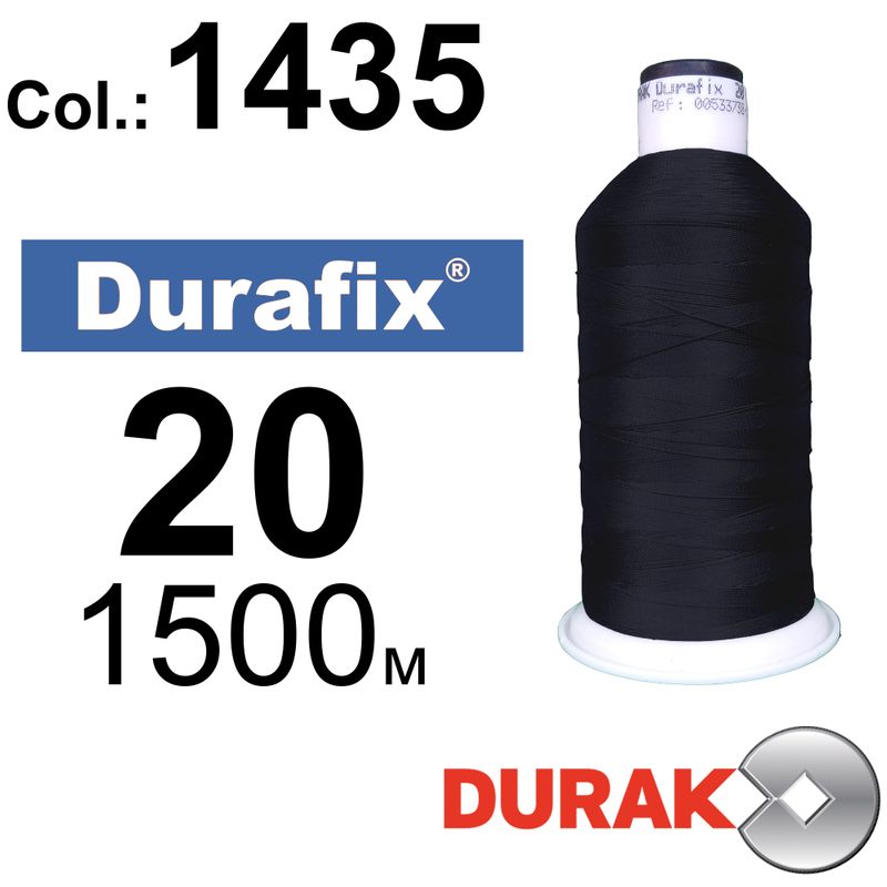 Нитки надміцні, Durafix, поліестер, N20 (135tex), довжина 1500 м., колір 23(1435)-072 колонка 12