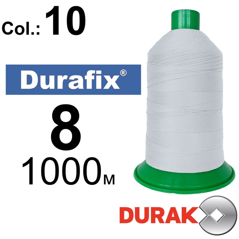 Нитки надміцні, Durafix, поліестер, N08 (330tex), довжина 1000 м., колір 04(10)-біла колонка 1