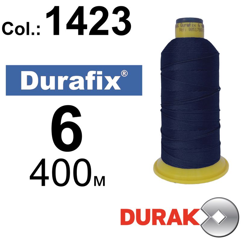 Нитки надміцні, Durafix, поліестер, N06 (500tex), довжина 400 м., колір 13(1423)-070 колонка 6