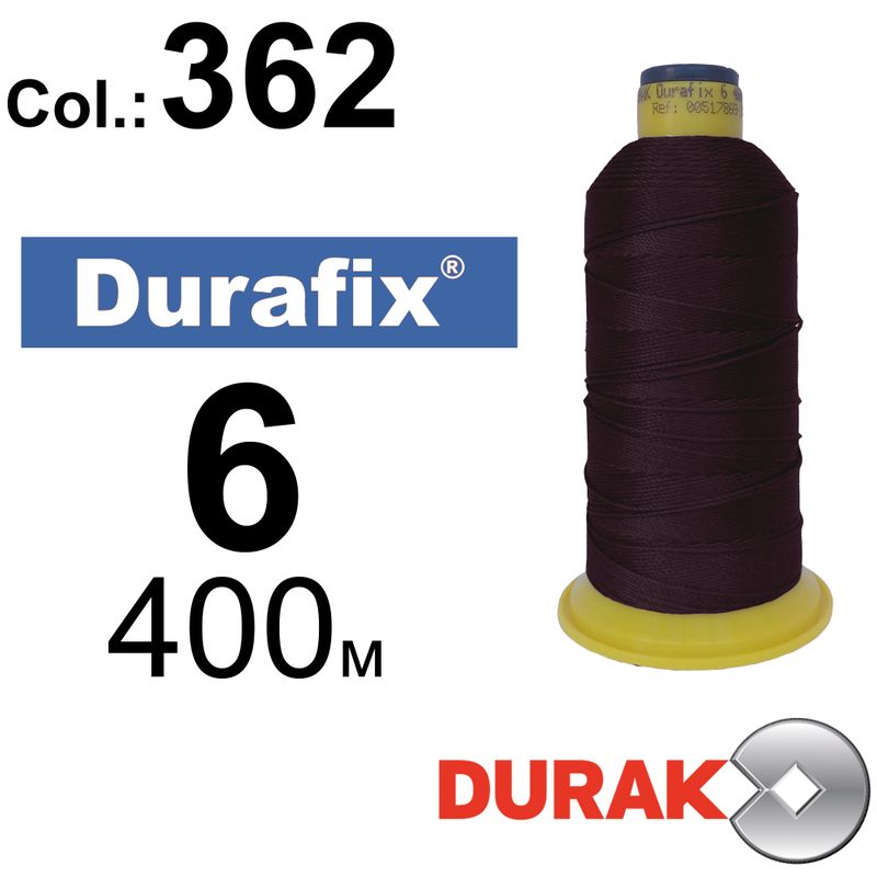 Нитки надміцні, Durafix, поліестер, N06 (500tex), довжина 400 м., колір 18(362)-014 колонка 5