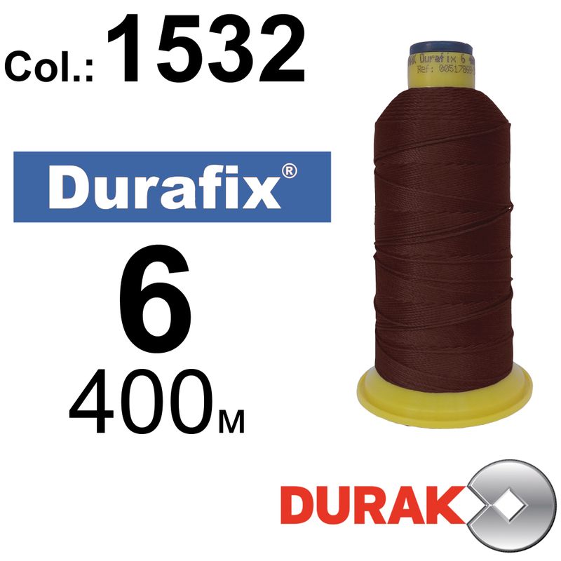 Нитки надміцні, Durafix, поліестер, N06 (500tex), довжина 400 м., колір15(1532)-040 колонка 3