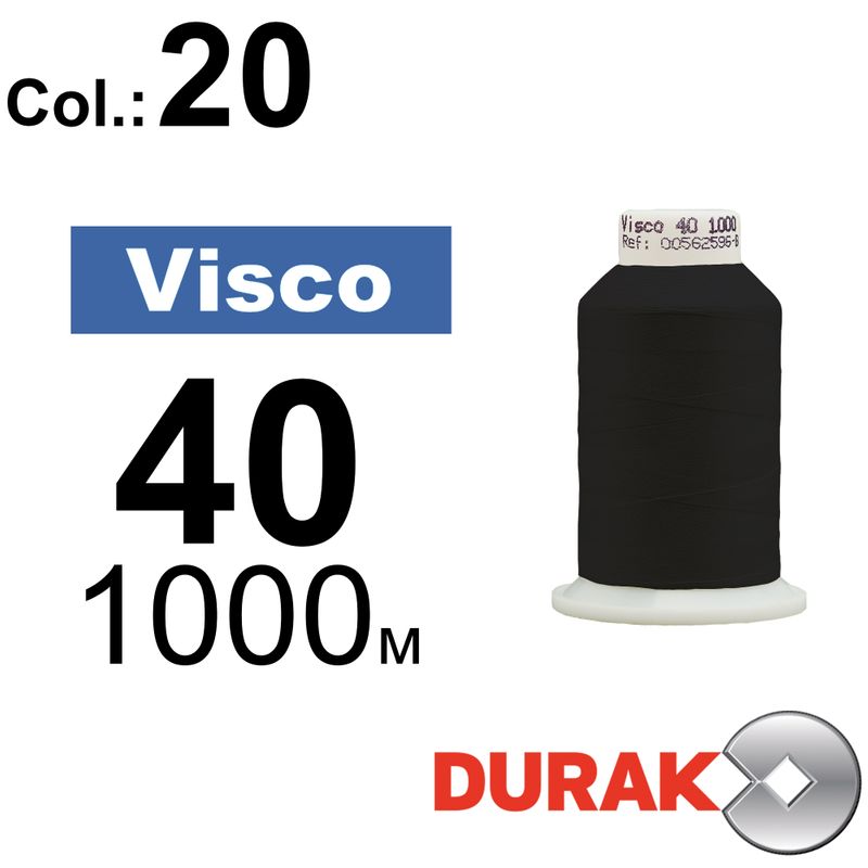 Нитки для машинной вышивки, Visco, вискоза, N40 (120D/2), длина 1000 м., цвет (0020) к20