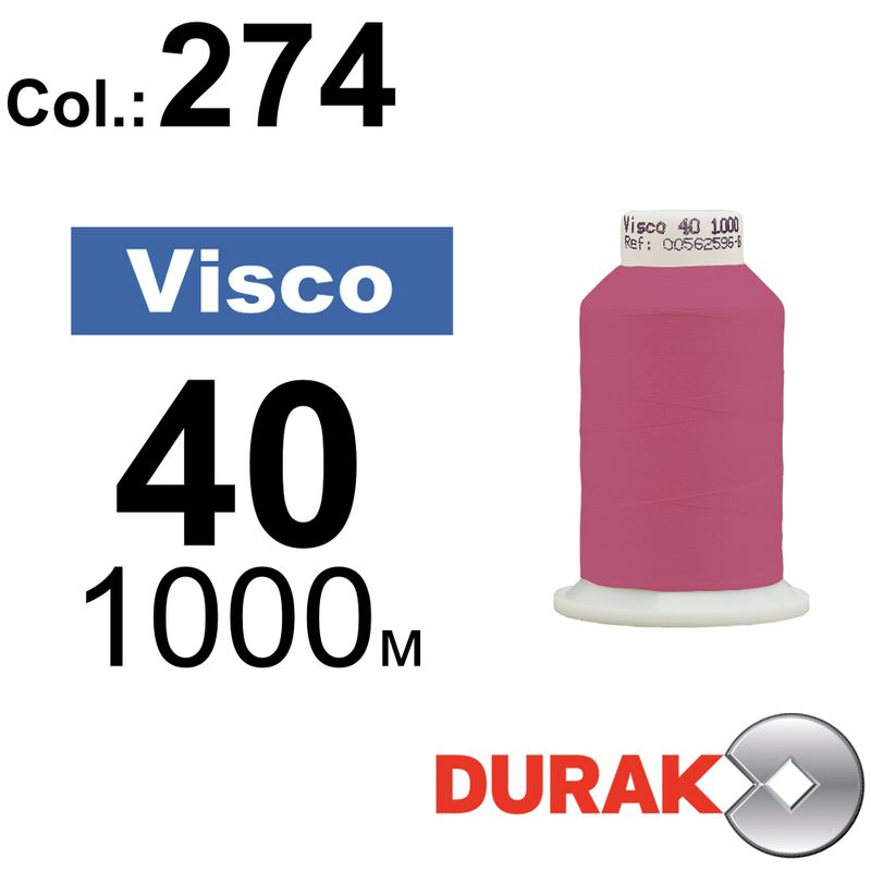 Нитки для машинної вишивки, Visco, віскоза, N40 (120D/2), довжина 1000 м., колір (0274) к5