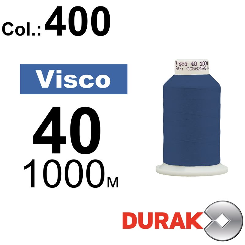 Нитки для машинної вишивки, Visco, віскоза, N40 (120D/2), довжина 1000 м., колір (0400) к1
