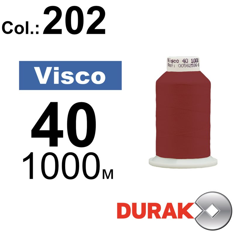 Нитки для машинной вышивки, Visco, вискоза, N40 (120D/2), длина 1000 м., цвет (0202) к3