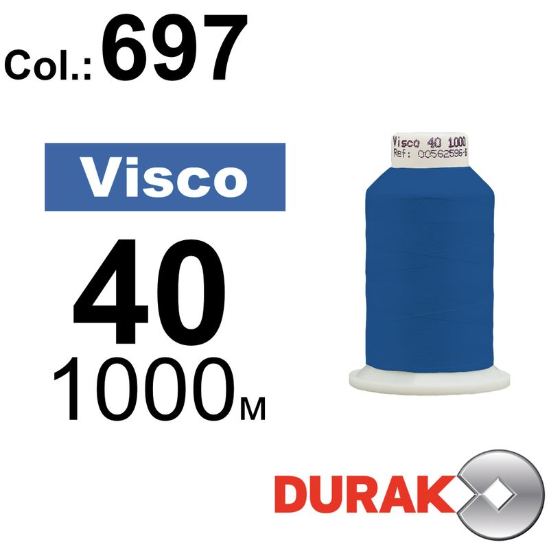 Нитки для машинної вишивки, Visco, віскоза, N40 (120D/2), довжина 1000 м., колір (0697) к1