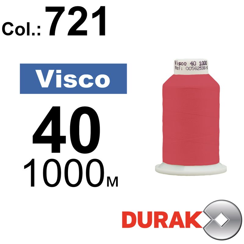 Нитки для машинної вишивки, Visco, віскоза, N40 (120D/2), довжина 1000 м., колір (0721) к3