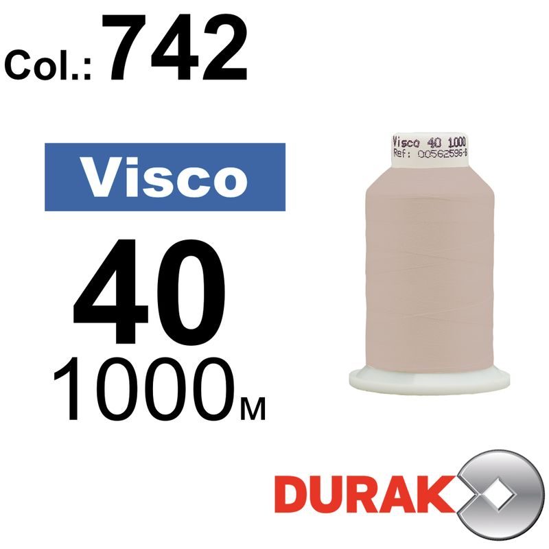 Нитки для машинної вишивки, Visco, віскоза, N40 (120D/2), довжина 1000 м., колір (0742) к5